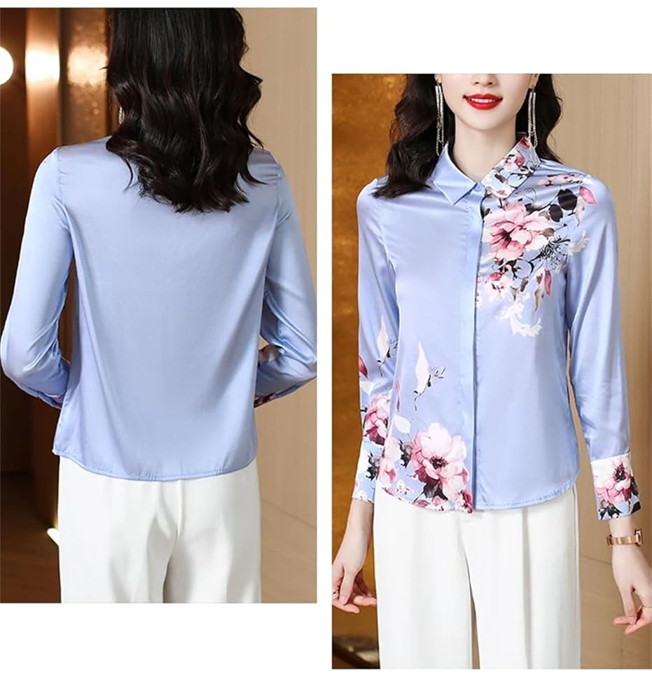 トップス Vintage silk top Amazon.com: Vintage Long Sleeve Satin Silk Shirts Women